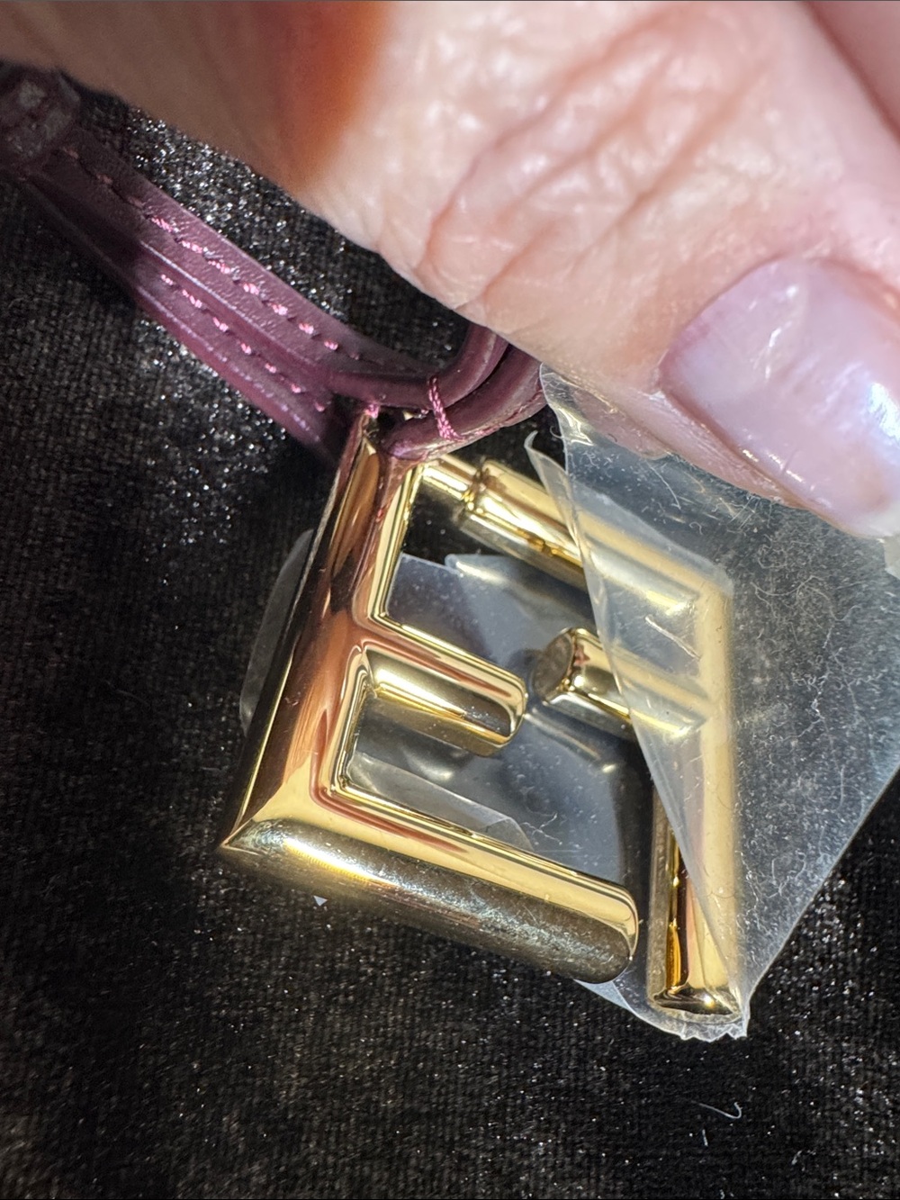 Fendi Plum Leather Keychain Charm with Gold Hardware - Picture 6 of 7